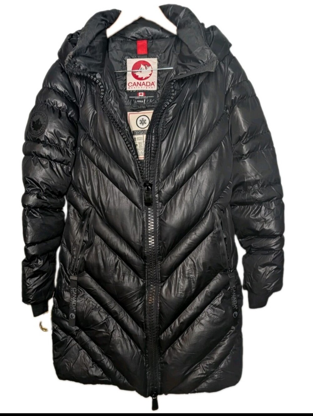 Canada Weather Gear jacket parka coat Hooded Puffer Black women size medium